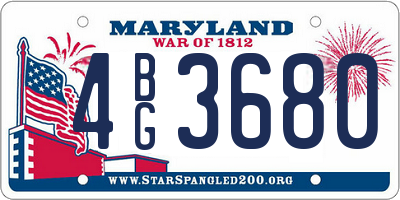 MD license plate 4BG3680
