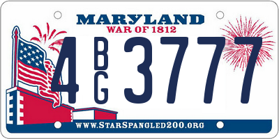 MD license plate 4BG3777