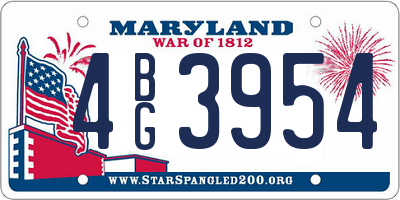 MD license plate 4BG3954