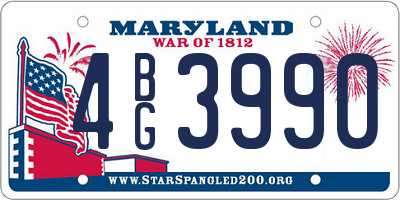 MD license plate 4BG3990