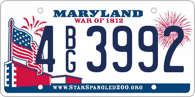 MD license plate 4BG3992