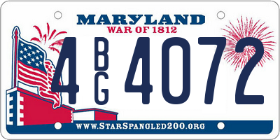 MD license plate 4BG4072