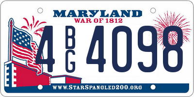 MD license plate 4BG4098