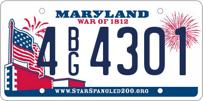 MD license plate 4BG4301