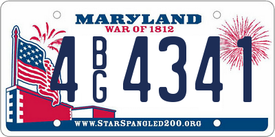 MD license plate 4BG4341