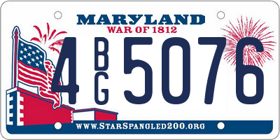 MD license plate 4BG5076