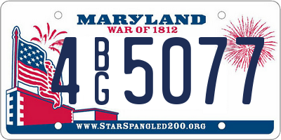 MD license plate 4BG5077