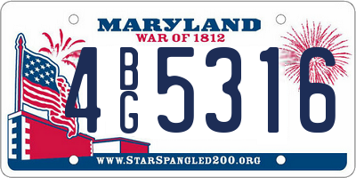 MD license plate 4BG5316