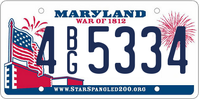 MD license plate 4BG5334