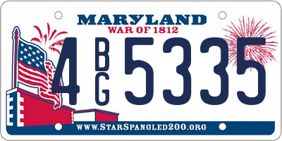 MD license plate 4BG5335