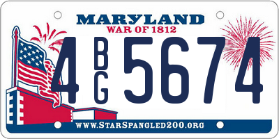 MD license plate 4BG5674