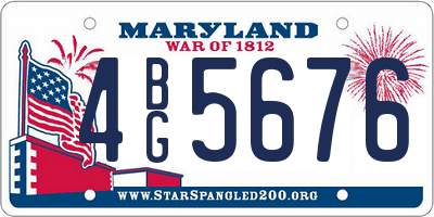 MD license plate 4BG5676