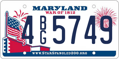 MD license plate 4BG5749
