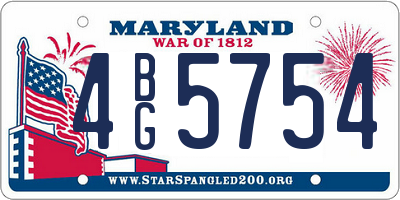MD license plate 4BG5754