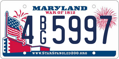 MD license plate 4BG5997
