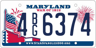 MD license plate 4BG6374