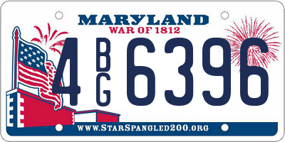 MD license plate 4BG6396