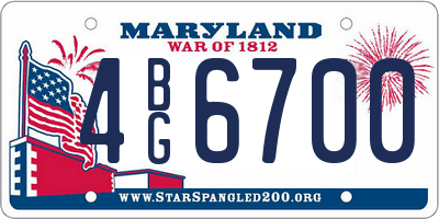 MD license plate 4BG6700