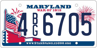 MD license plate 4BG6705