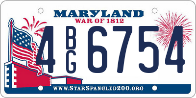 MD license plate 4BG6754