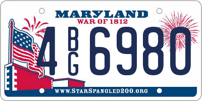 MD license plate 4BG6980