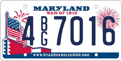 MD license plate 4BG7016