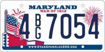 MD license plate 4BG7054