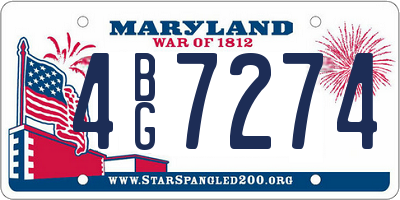 MD license plate 4BG7274