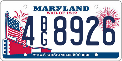 MD license plate 4BG8926