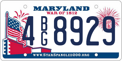 MD license plate 4BG8929