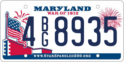 MD license plate 4BG8935