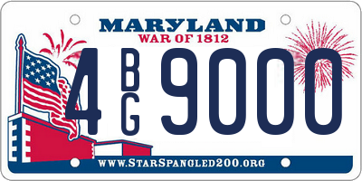 MD license plate 4BG9000