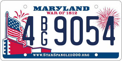 MD license plate 4BG9054