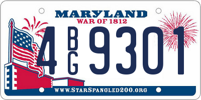 MD license plate 4BG9301