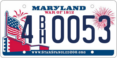 MD license plate 4BH0053