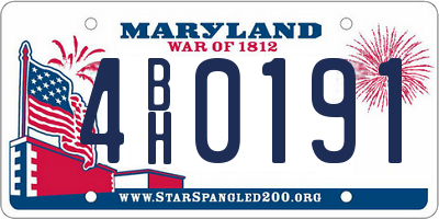MD license plate 4BH0191