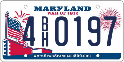 MD license plate 4BH0197