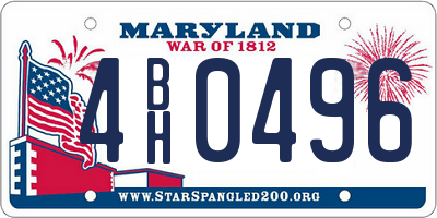 MD license plate 4BH0496