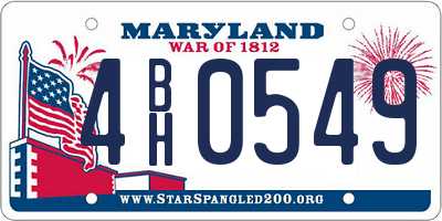 MD license plate 4BH0549