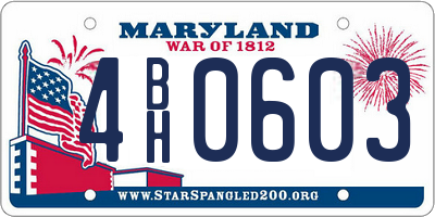 MD license plate 4BH0603