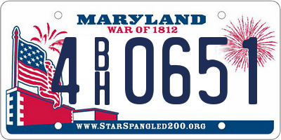 MD license plate 4BH0651