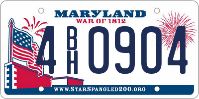 MD license plate 4BH0904