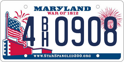 MD license plate 4BH0908