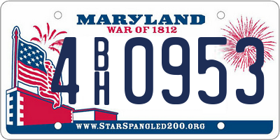 MD license plate 4BH0953