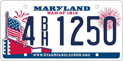 MD license plate 4BH1250