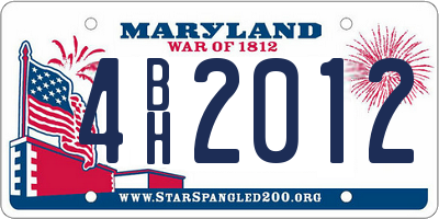 MD license plate 4BH2012