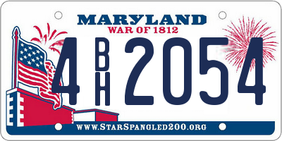 MD license plate 4BH2054