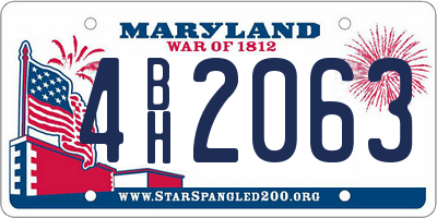 MD license plate 4BH2063