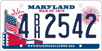 MD license plate 4BH2542