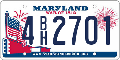 MD license plate 4BH2701